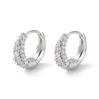 Brass Micro Pave Cubic Zirconia Hoop Earrings EJEW-P259-16P-1