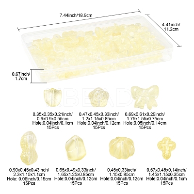 120Pcs 8 Styles Transparent Spray Paint Glass Beads GLAA-FS0002-28-1
