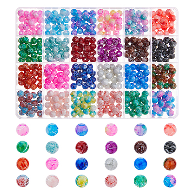 480Pcs 24 Colors Drawbench Glass Round Beads GLAD-DC0001-01-1