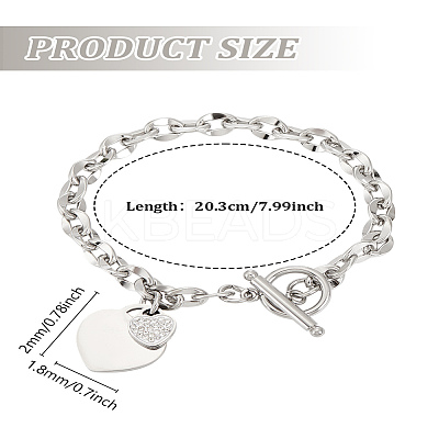 1Pc 304 Stainless Steel Coffee Bean Chain Charm Bracelets for Women BJEW-LP0001-17-1