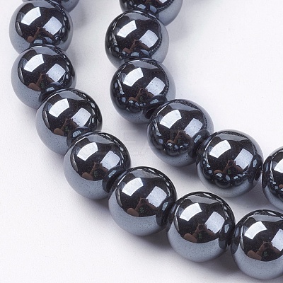Non-Magnetic Synthetic Hematite Beads Strands G-H1623-10mm-1-1