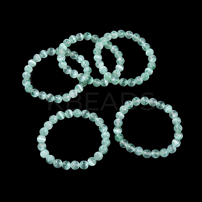 Dyed Natural Selenite Round Beaded Stretch Bracelet for Women BJEW-G697-02A-1