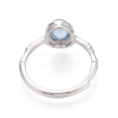 Natural Aquamarine Oval Open Cuff Ring STER-T008-92P-1