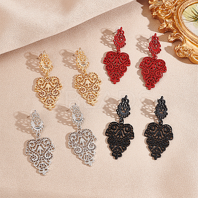 4 Pairs 4 Colors Alloy Dangle Stud Earrings for Women EJEW-AN0003-92-1