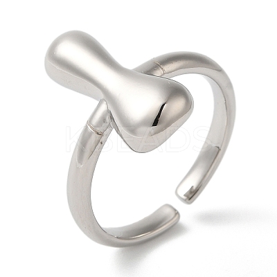 Initials Brass Open Cuff Ring for Women RJEW-N046-02I-P-1