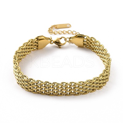 304 Stainless Steel Mesh Chain Bracelet for Men Women BJEW-P286-02G-1