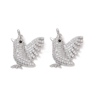 Rack Plating Eco-Friendly Brass Micro Pave Cubic Zirconia Pendants KK-F844-06P-1