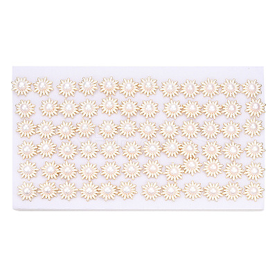 Daisy Flower Natural Pearl Stud Earrings with Enamel PEAR-N020-07G-1