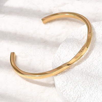 304 Stainless Steel Cuff Bangles for Women BJEW-H644-04G-1