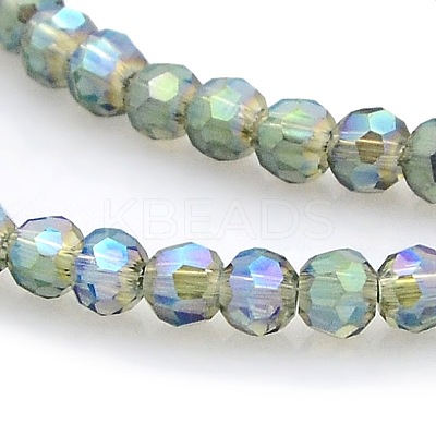Full Rainbow Plated Glass Faceted(32 Facets) Round Spacer Beads Strands GLAA-A027-3mm-FR02-1
