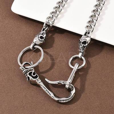 304 Stainless Steel Cuban Link Chain Skull Pants Chains with S-Hooks AJEW-D001-01A-ASP-1