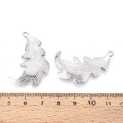 304 Stainless Steel Leaf Pendants STAS-T069-39P-1