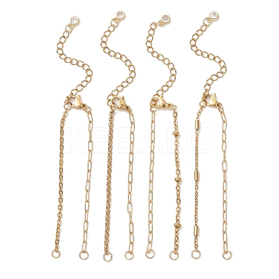 4Pcs 4 Styles 304 Stainless Steel Mixed Chain Bracelet Making AJEW-JB01559-1