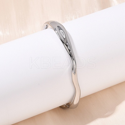 304 Stainless Steel Open Cuff Bangles for Women BJEW-R019-03P-01-1