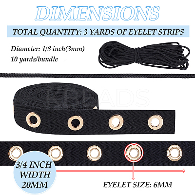 1 Strand Polyester Golden Plated Brass Grommet Eyelet Twill Tape Trim OCOR-BC0005-91-1