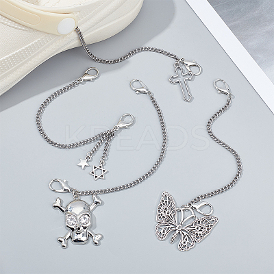 4Pcs 4 Style Zinc Alloy Shoe Curb Chains FIND-PH0007-37-1