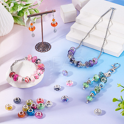 30Pcs Printed Transparent Resin European Beads RESI-TADJ0001-03A-1