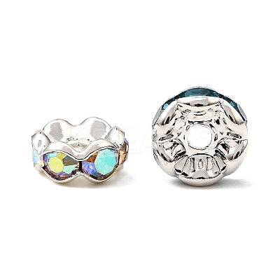 Brass Rhinestone Spacer Beads X-RB-A014-L7mm-S-1