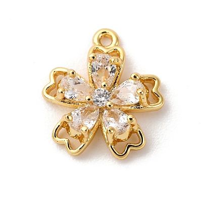 Brass Micro Pave Cubic Zirconia Charms LS-KK-D371-04B-G-1