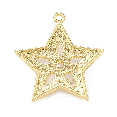 Brass Micro Pave Cubic Zirconia Charms KK-P228-44G-1