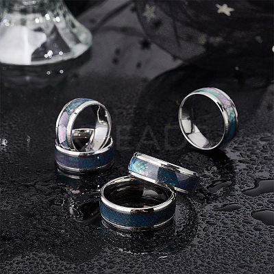 5Pcs 5 Styles 201 Stainless Steel Finger Ring for Men RJEW-UN0002-98-1