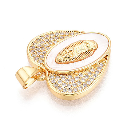 Brass Micro Pave Clear Cubic Zirconia Pendants KK-N268-22G-1