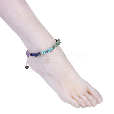 Chakra Jewelry Natural & Synthetic Gemstone Chip Anklets X-AJEW-AN00269-1