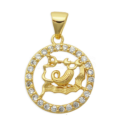 Brass Micro Pave Clear Cubic Zirconia Pendants KK-N241-LA823-8-NR-1
