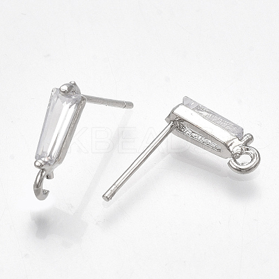Brass Cubic Zirconia Stud Earring Findings KK-S348-349-1