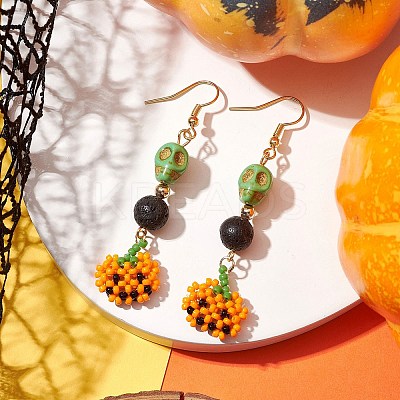 Glass Beads Pendant Dangle Earring EJEW-MZ00136-1