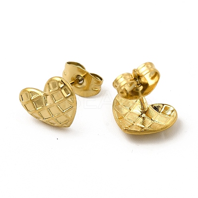 Ion Plating(IP) 304 Stainless Steel Heart Stud Earrings for Women EJEW-I281-35G-1