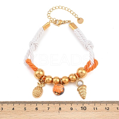 304 Stainless Steel & Synthetic Rainbow Stone Charm Bracelets BJEW-K247-03G-1