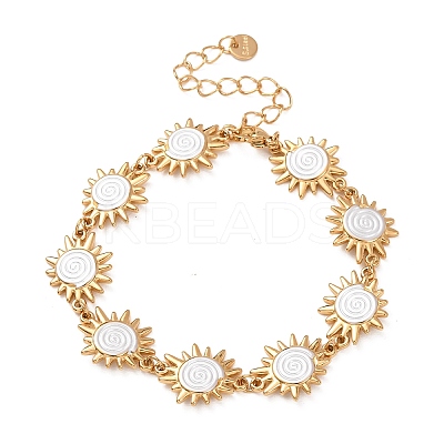 304 Stainless Steel Enamel Link Chain Bracelets for Women BJEW-T027-04A-G-1