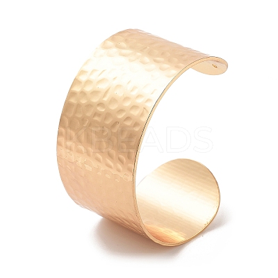 304 Stainless Steel Textured Wide Open Cuff Bangles for Women BJEW-Z067-01G-01-1