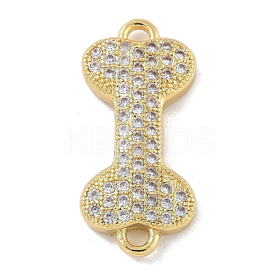 Rack Plating Brass Micro Pave Clear Cubic Zirconia Bone Connector Charms KK-A234-059G-1