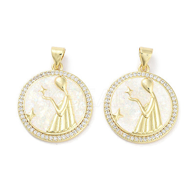 Brass Micro Pave Clear Cubic Zirconia Pendants KK-L213-010G-06-1