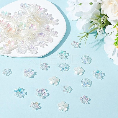 300Pcs 3 Styles Transparent & Opaque Acrylic Flower Bead Caps MACR-AR0001-25-1