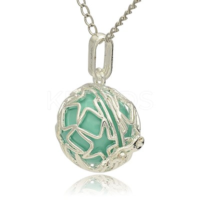 Silver Color Plated Brass Hollow Round Cage Pendants KK-J231-08S-1