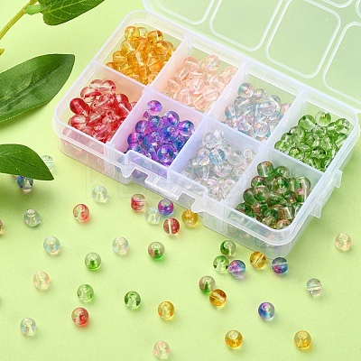 360Pcs 8 Colors Transparent Spray Painted Glass Beads Strands GLAA-YW0001-48-1