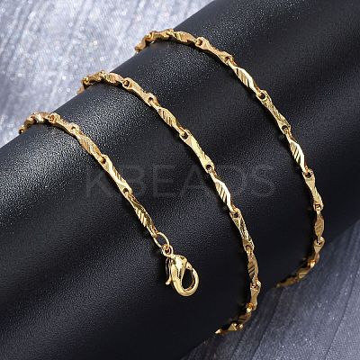 Brass Twisted Bar Link Chain Necklaces NJEW-D302-63G-1