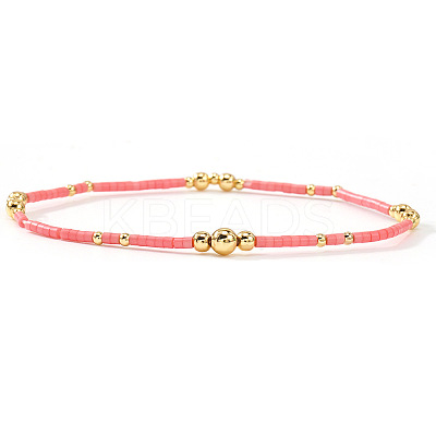 Bohemian Style Brass & Glass Seed Bead Stretch Bracelets for Women AC5136-5-1