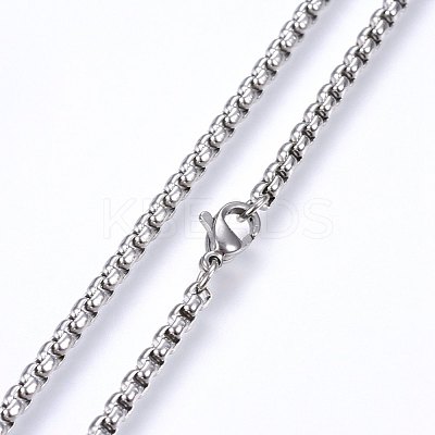 Non-Tarnish 304 Stainless Steel Box Chain Necklaces NJEW-F227-09P-07-1