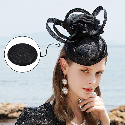 Imitation Hemp Round Fascinator Hat Base for Millinery AJEW-WH0472-45A-02-1