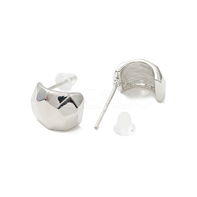 Alloy Curved Thick Stud Earrings with 925 Sterling Silver Pins for Women EJEW-G310-02P-1