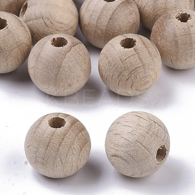 Natural Beech Wood Beads WOOD-T020-01B-1