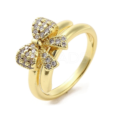 Rack Plating Brass Micro Pave Cubic Zirconia Finger Ring RJEW-C072-33C-G-1