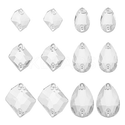 80Pcs 6 Style Irregular Rhombus & Teardrop Glass Sew On Rhinestone GLAA-GO0001-16-1