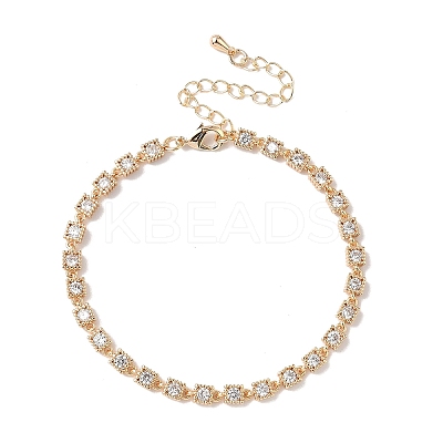 Cubic Zirconia Square Link Bracelets BJEW-L711-01G-02-1