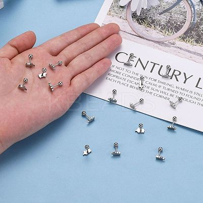 Tarnish Resistant 201 Stainless Steel Barbell Cartilage Earrings EJEW-R147-39-1