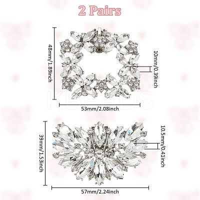 4Pcs 2 Styles Alloy Crystal Rhinestone Wedding Shoe Decorations AJEW-WR0002-38-1